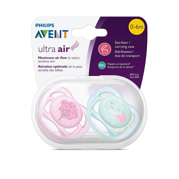 Avent Ultra Air 2'li Emzik 0-6 Ay Kız Pembe Mavi - Desenli