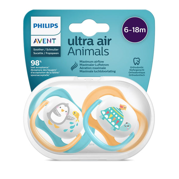 Avent Ultra Soft 2'li Emzik 6-18 Ay Unisex Mavi Turuncu - Çok Renkli