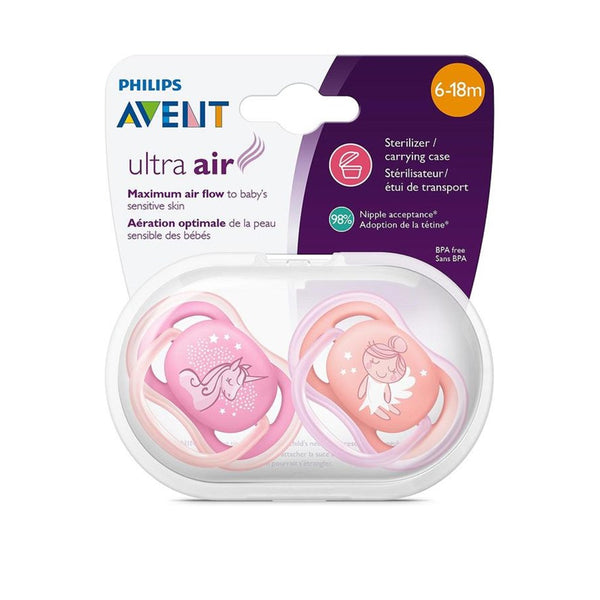 Avent Ultra Air 2'li Emzik 6-18 Ay Kız Pembe Turuncu - Desenli