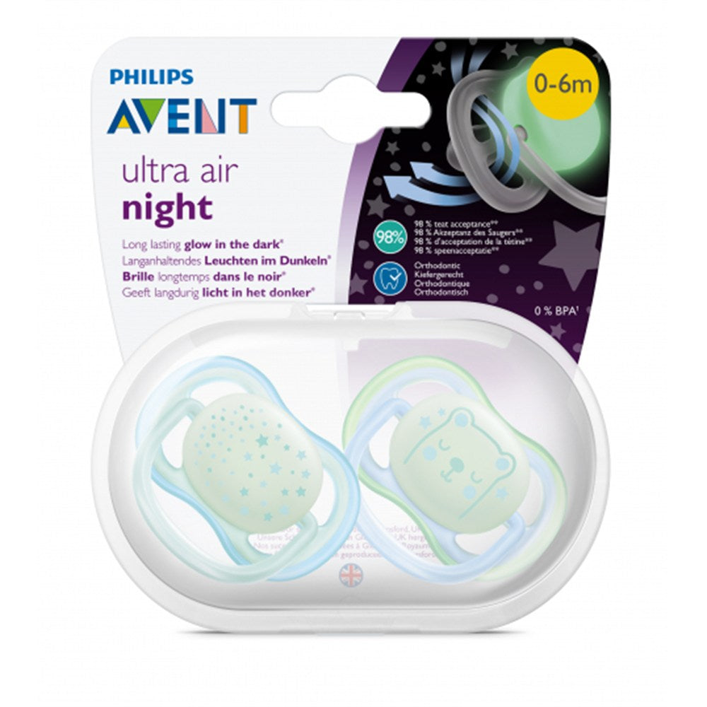 Avent Ultra Air 2'li Nighttime Emzik 0-6 Ay Erkek Mavi - Çok Renkli