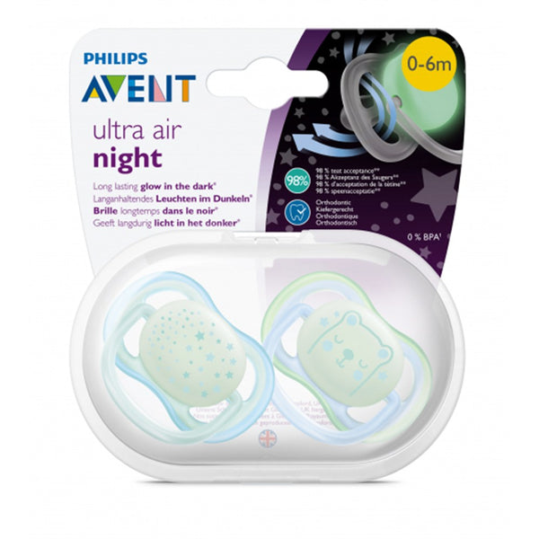 Avent Ultra Air 2'li Nighttime Emzik 0-6 Ay Erkek Mavi - Çok Renkli