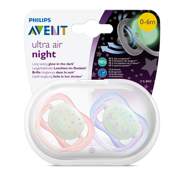 Avent Ultra Air 2'li Nighttime Emzik 0-6 Ay Kız Pembe Mavi - Çok Renkli