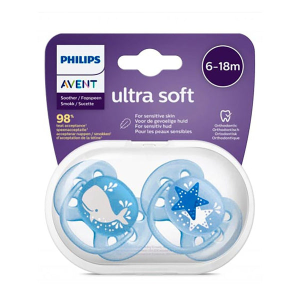 Avent Ultra Soft 2'li Emzik 6-18 Ay Erkek Mavi - Çok Renkli