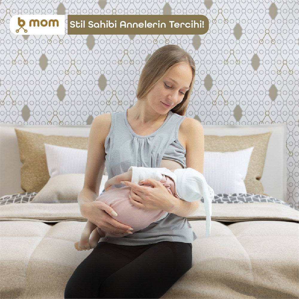 Bmom Hamilelik ve Emzirme Bluzu Gri