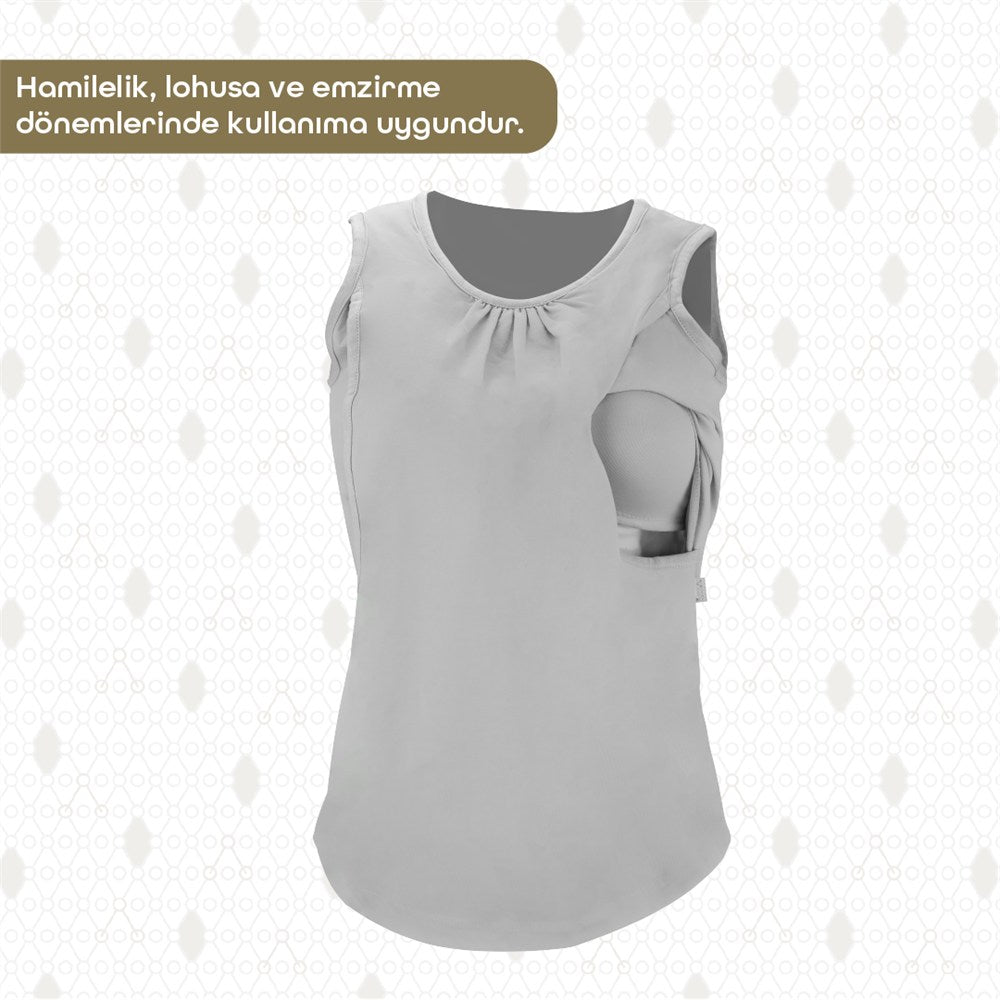 Bmom Hamilelik ve Emzirme Bluzu Gri