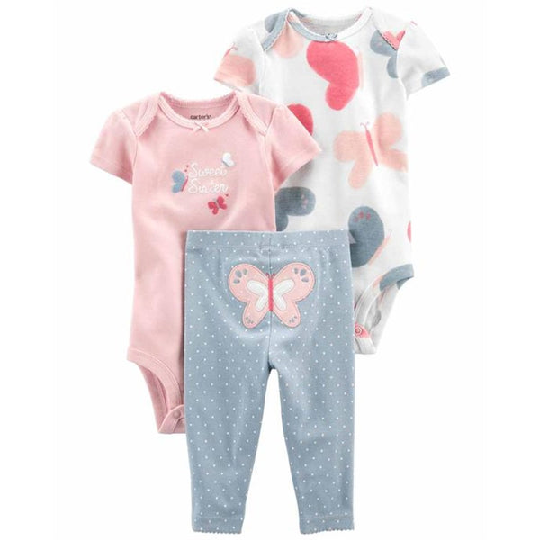 Carter's Bebek 3'lü Set  Pembe,Beyaz Kelebekli
