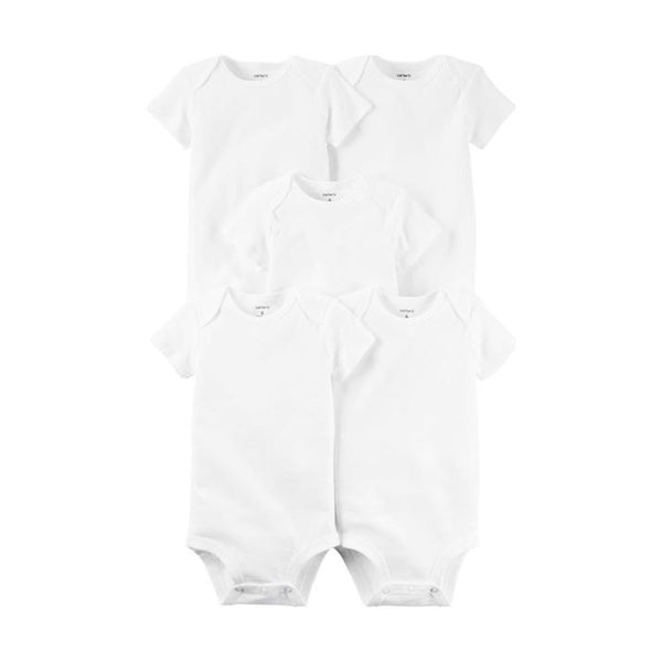 Carter's Bebek 5'li Beyaz Body SS Yarım Kollu - Yarım Kollu Beyaz