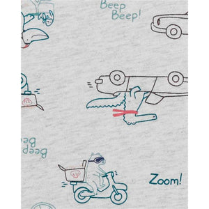 Carter's Erkek Bebek 2'li Kısa Tulum Set Gri Pelikan Timsah Desenli - Gri Pelikan, Timsah Desenli