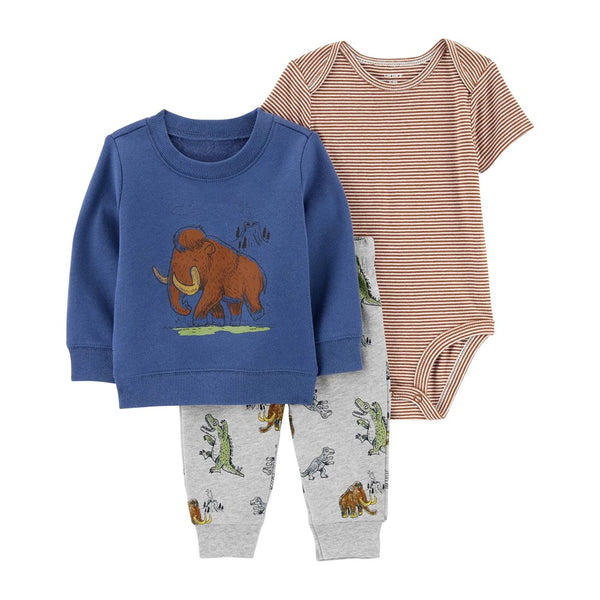 Carter's Erkek Bebek 3'lü Hırkalı Set Mavi Desenli