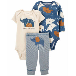 Carter's Erkek Bebek 3'lü Set Gri Mavi Fil - Gri,Mavi Fil