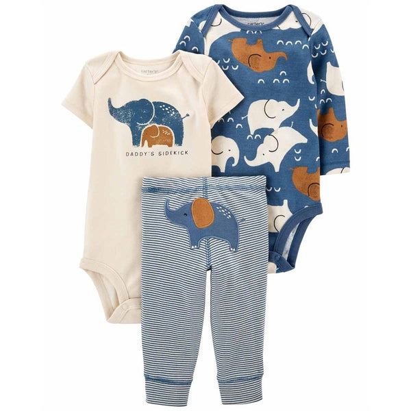 Carter's Erkek Bebek 3'lü Set Gri Mavi Fil - Gri,Mavi Fil