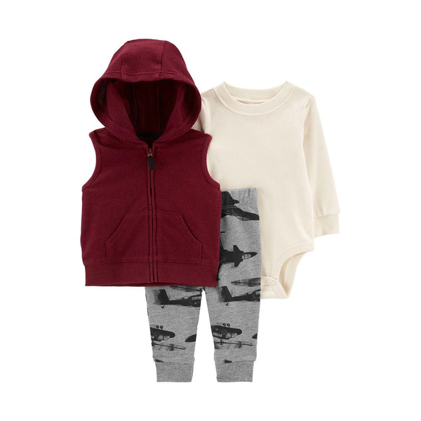 Carter's Erkek Bebek 3'lü Yelek Set Bordo Gri