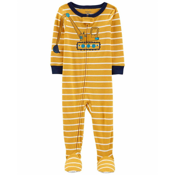 Carter's Erkek Bebek Tulum Sarı Çizgili Kepçe Desenli