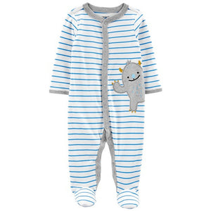 Carter's Erkek Bebek Tulum Mavi Çizgili,Canavarlı
