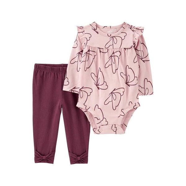 Carter's Kız Bebek 2'li Alt Üst Set Pembe Kelebekli