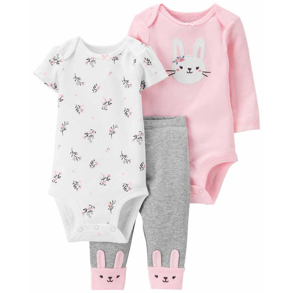 Carter's Kız Bebek 3'lü Set Çiçekli Tavşan