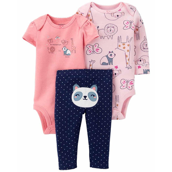 Carter's Kız Bebek 3'lü Set Pembe Hayvan Baskılı