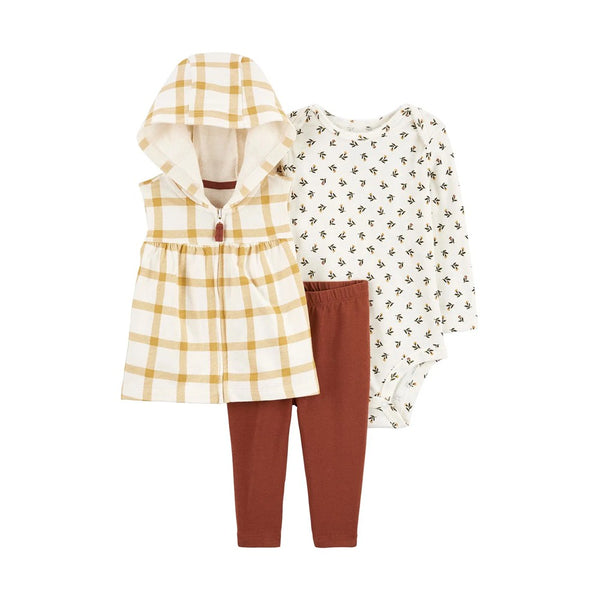 Carter's Kız Bebek 3'lü Yelek Set Sarı Çiçekli - Sarı Çiçek Baskılı