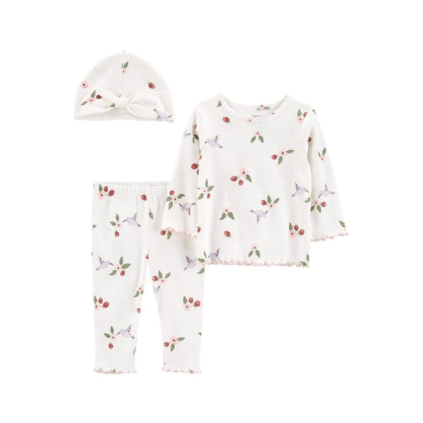 Carter's Kız Bebek 3lü Set - Beyaz Çiçekli