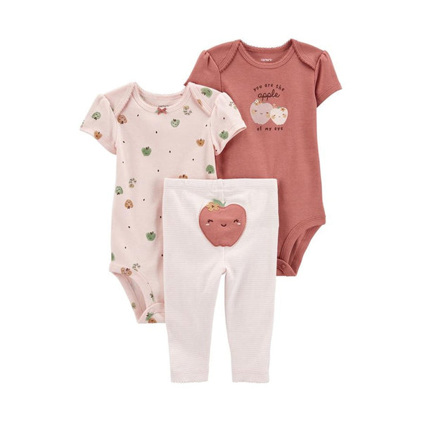 Carter's Kız Bebek Body Pantolon Set - Pembe Elma desenli