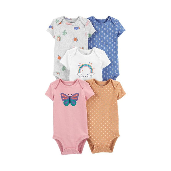 Carter's Kız Bebek 5'li Body Set - Çok Renkli Kelebek baskılı