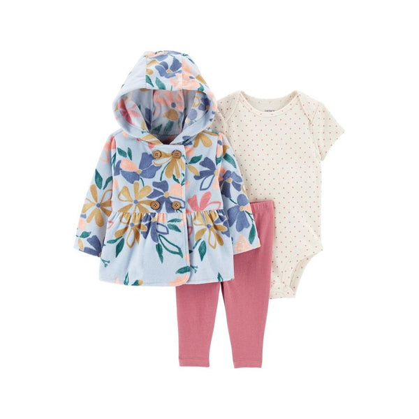 Carter's Kız Bebek Hırkalı Set - Mavi/Pembe Çiçekli