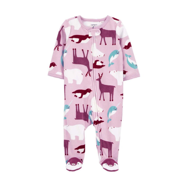 Carter's Kız Bebek Polar Uyku Tulumu Mor Penguen Desenli