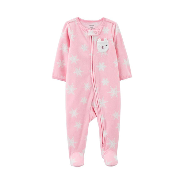 Carter's Kız Bebek Polar Uyku Tulumu Pembe Kar Taneli Desenli