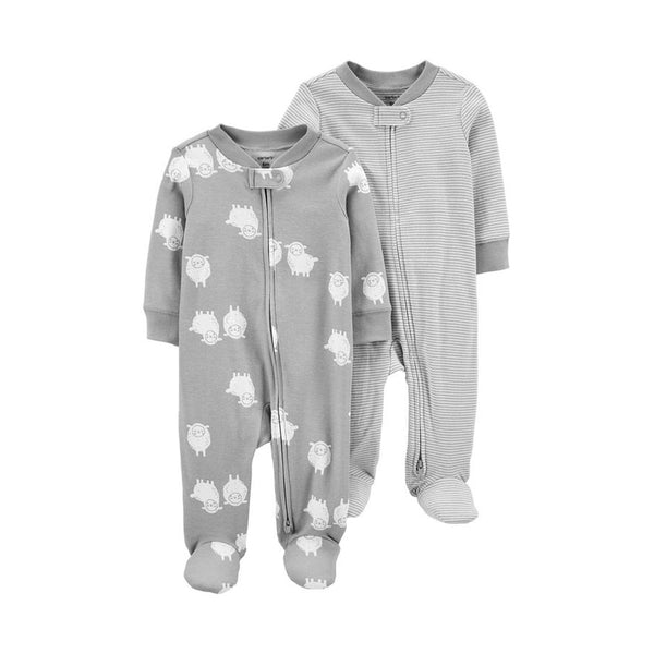 Carter's Layette Bebek 2'li Tulum Set - Gri Koyun baskılı
