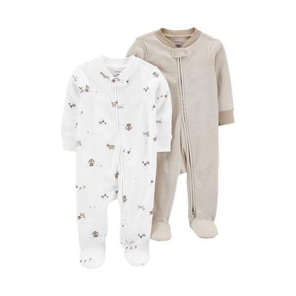 Carter's Layette Bebek 2'li Tulum Set - Kahverengi/Beyaz Hayvan baskılı