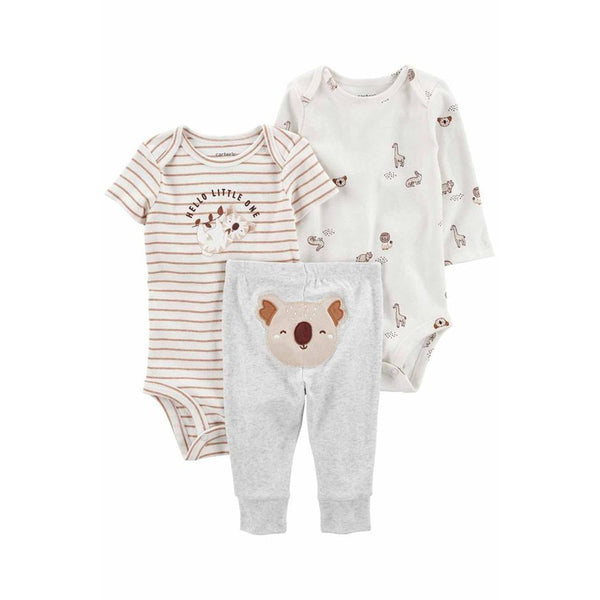 Carter's Layette Bebek 3'lü Body Pantolon Set - Beyaz Koala baskılı