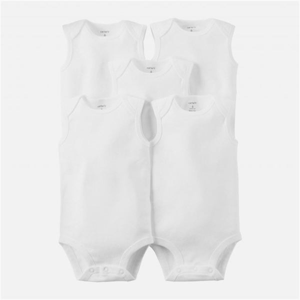 Carter's Layette Bebek 5'li Beyaz Body - SL - Kolsuz Beyaz