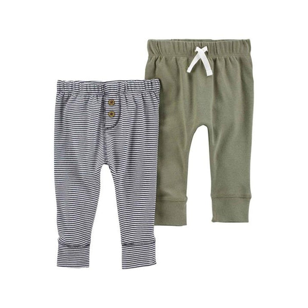 Carter's Layette Erkek Bebek 2'li Pantolon Set Haki, Mavi Çizgili - Haki,Mavi çizgili