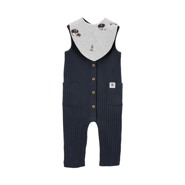 Carter's Layette Erkek Bebek 2'li Tulum Şapka Set Lacivert, Gri Önlüklü - Lacivert,Gri önlüklü
