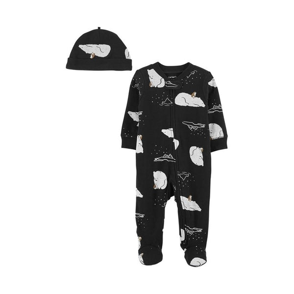 Carter's Layette Erkek Bebek 2'li Tulum Set Siyah Ayıcıklı