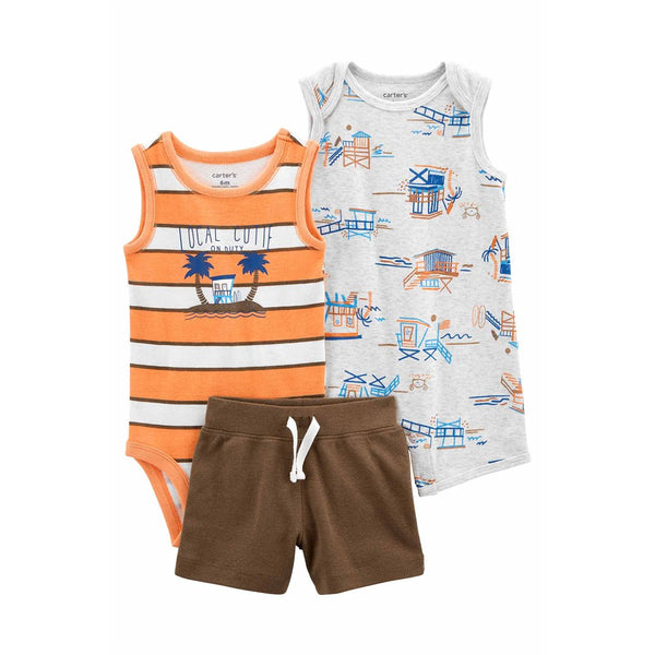 Carter's Layette Erkek Bebek 3'lü Tulum Set Çok Renkli