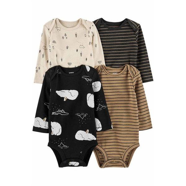 Carter's Layette Erkek Bebek 4'lü Body Set Siyah, Beyaz, Kahverengi Ayıcıklı - Siyah,Beyaz, Kahverengi ayıcıklı