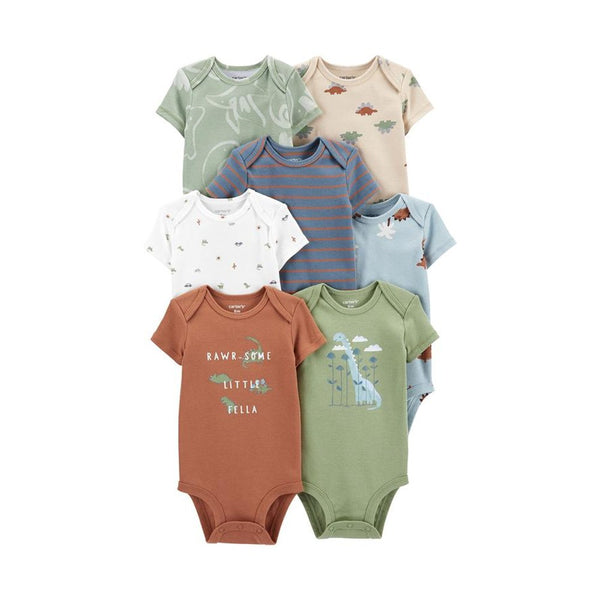 Carter's Layette Erkek Bebek 7'li Body Set - Çok renkli Dinazor baskılı - Çok Renkli Dinazor Baskılı