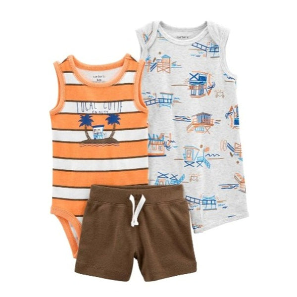 Carter's Layette Kız Bebek 3'lü Tulum Set Turuncu