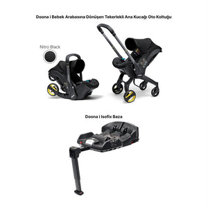 Doona i Bebek Arabasına Dönüşen i-Size Ana Kucağı Oto Koltuğu Isofix Baza Hediyeli - Nitro Black