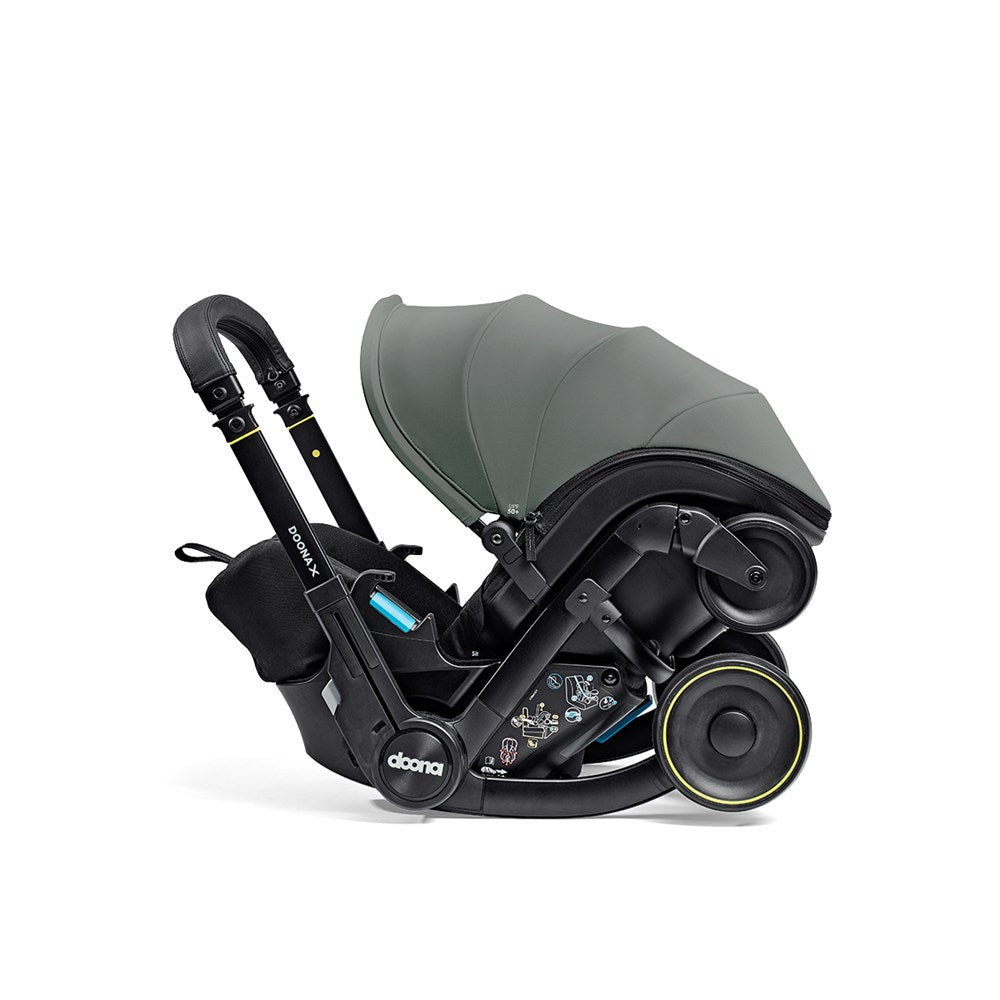 Doona X Bebek Arabasına Dönüşen Tekerlekli Gr 0 i-Size 3 Yatış Pozisyonlu Ana Kucağı Oto Koltuğu - Slate Gree - Slate Green