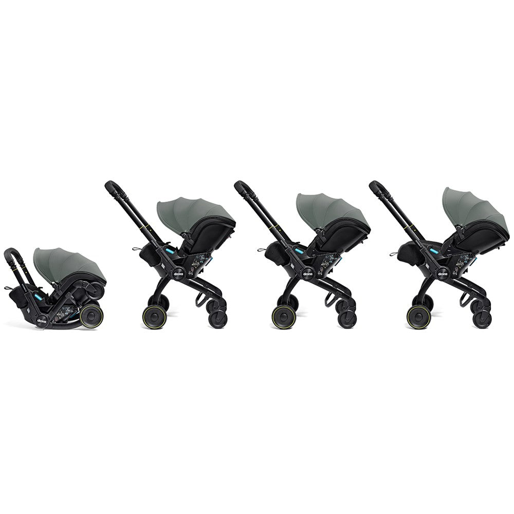 Doona X Bebek Arabasına Dönüşen Tekerlekli Gr 0 i-Size 3 Yatış Pozisyonlu Ana Kucağı Oto Koltuğu - Slate Gree - Slate Green