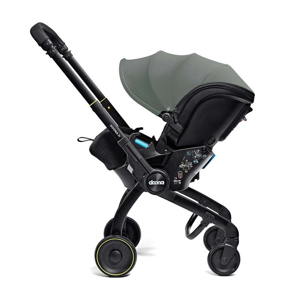 Doona X Bebek Arabasına Dönüşen Tekerlekli Gr 0 i-Size 3 Yatış Pozisyonlu Ana Kucağı Oto Koltuğu - Slate Gree - Slate Green