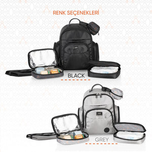 Gezenbebe Çok Fonksiyonlu Kişiselleştirilebilir Bebekli Aile Bebek Bakım Sırt Çantası Grey