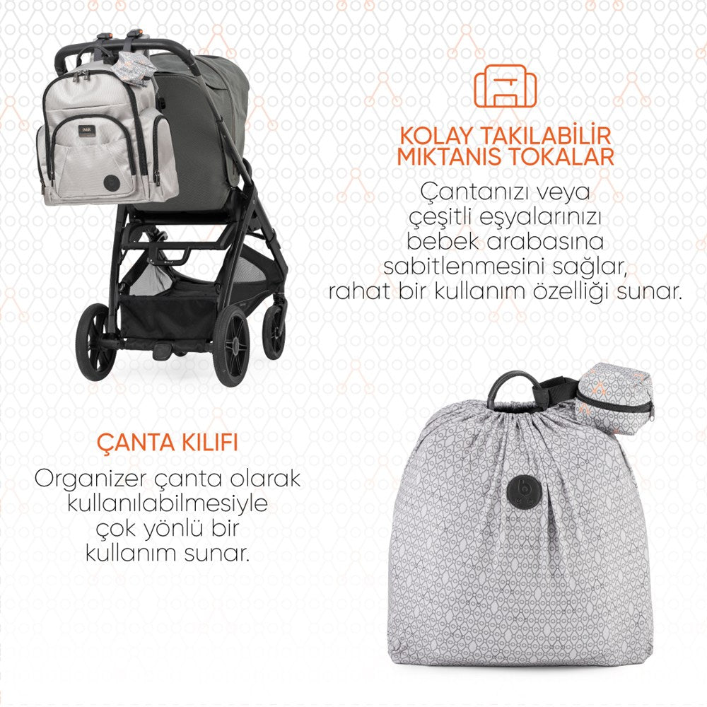 Gezenbebe Çok Fonksiyonlu Kişiselleştirilebilir Bebekli Aile Bebek Bakım Sırt Çantası Grey