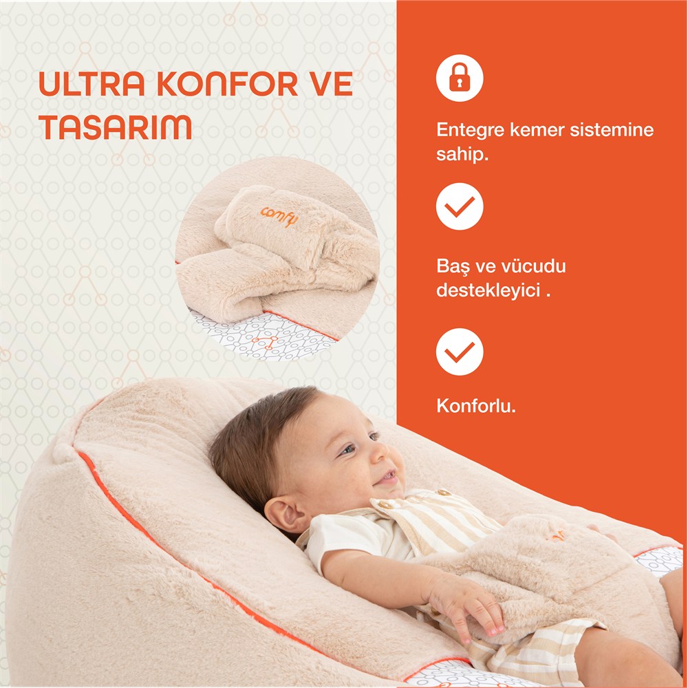 Gezenbebe Comfy Dolgulu Bebek Pufu - Mist