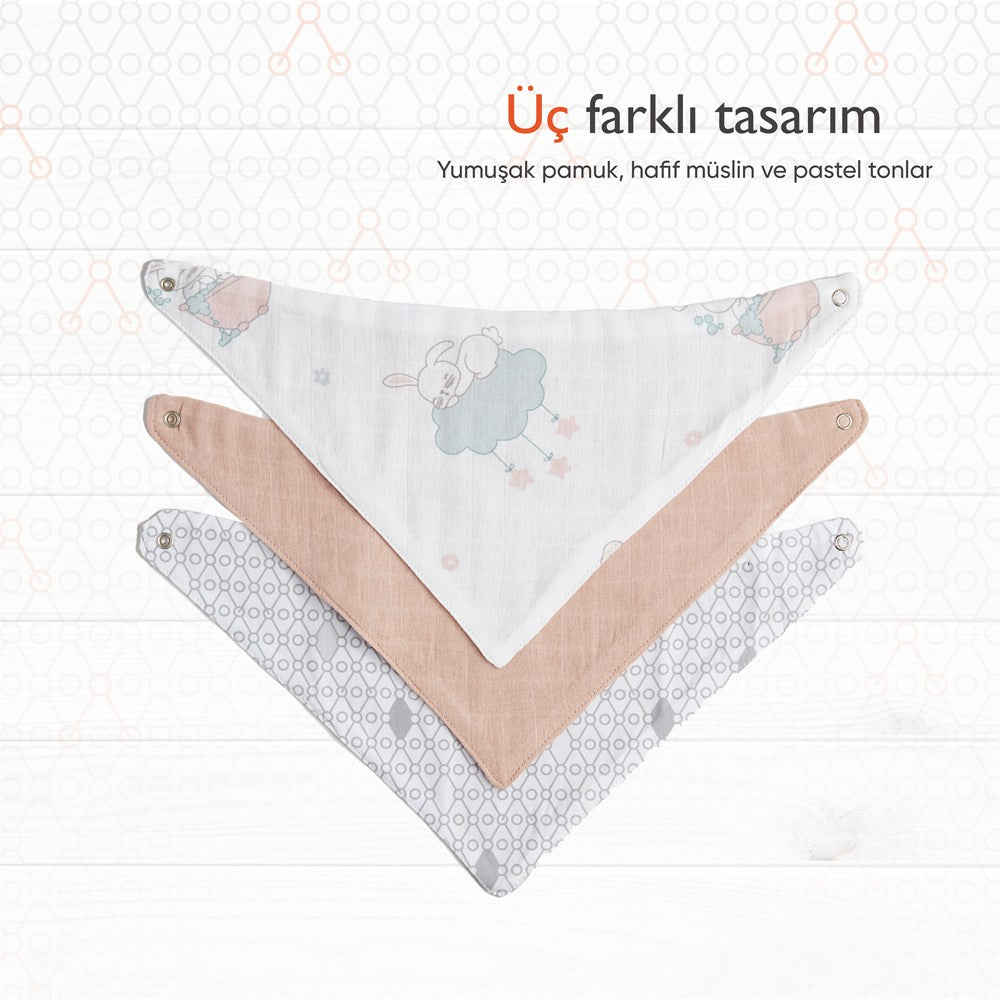 Gezenbebe Hero 3'lü Bebek-Çocuk Fular Önlük Seti Bunny