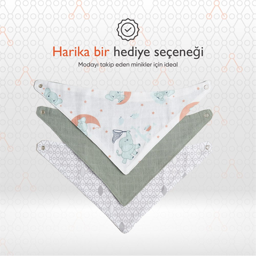 Gezenbebe Hero 3'lü Bebek-Çocuk Fular Önlük Seti Elephant