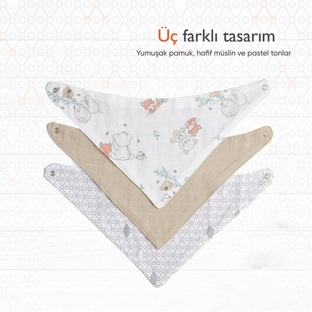 Gezenbebe Hero 3'lü Bebek-Çocuk Fular Önlük Seti Teddy