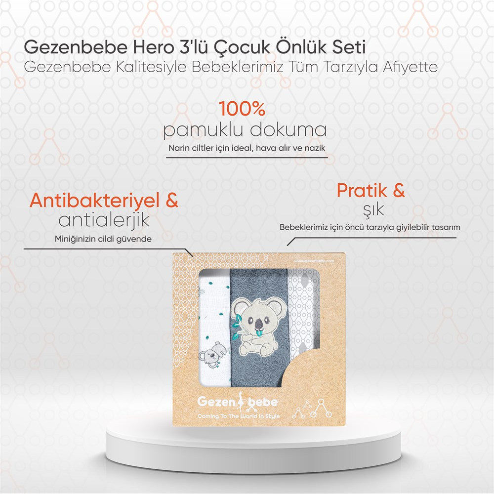 Gezenbebe Hero 3'lü Çocuk Önlük Seti Koala